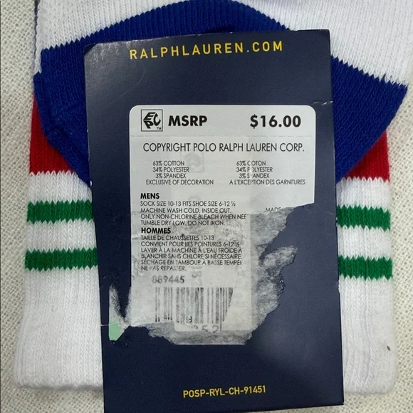 Polo by Ralph Lauren Vibrant Kayak Socks - Picture 2 of 3